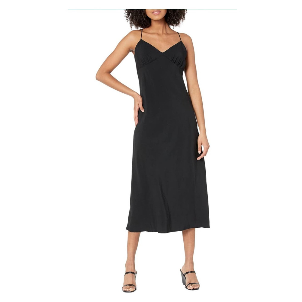 NWT Madewell The‎ Layton Midi Slip Dress in Black Size 0